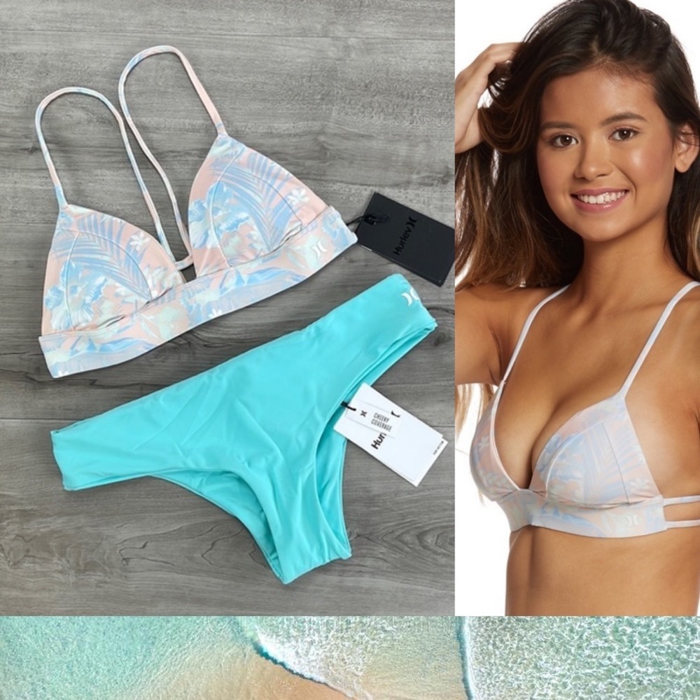 ☀️HURLEY☀️FLORAL BRALETTE HIPSTER SURF BIKINI SET
